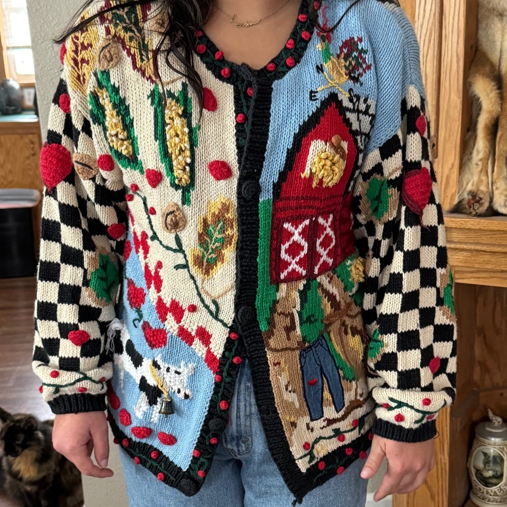Colorful Farmhouse Cardigan Sweater